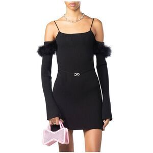 MACH & MACH Feather-Embellished Off-The-Shoulder Minidress size XL